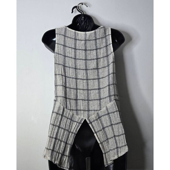 Michael Stars Top Size Small Boho Plaid Sleeveless Semisheer High Low Hem - Picture 3 of 5
